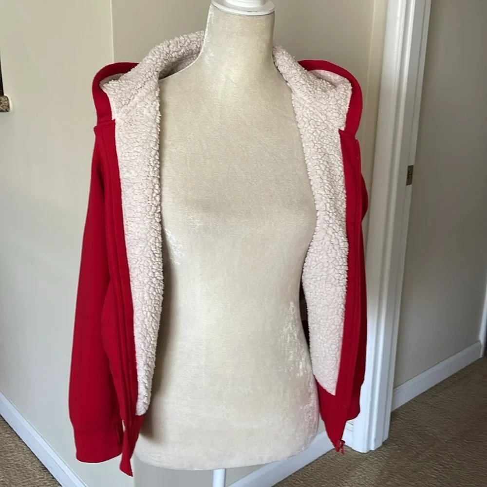 OLD NAVY Girls Jacket, Red with Star Accents and Sherpa Lining.     Size 18
